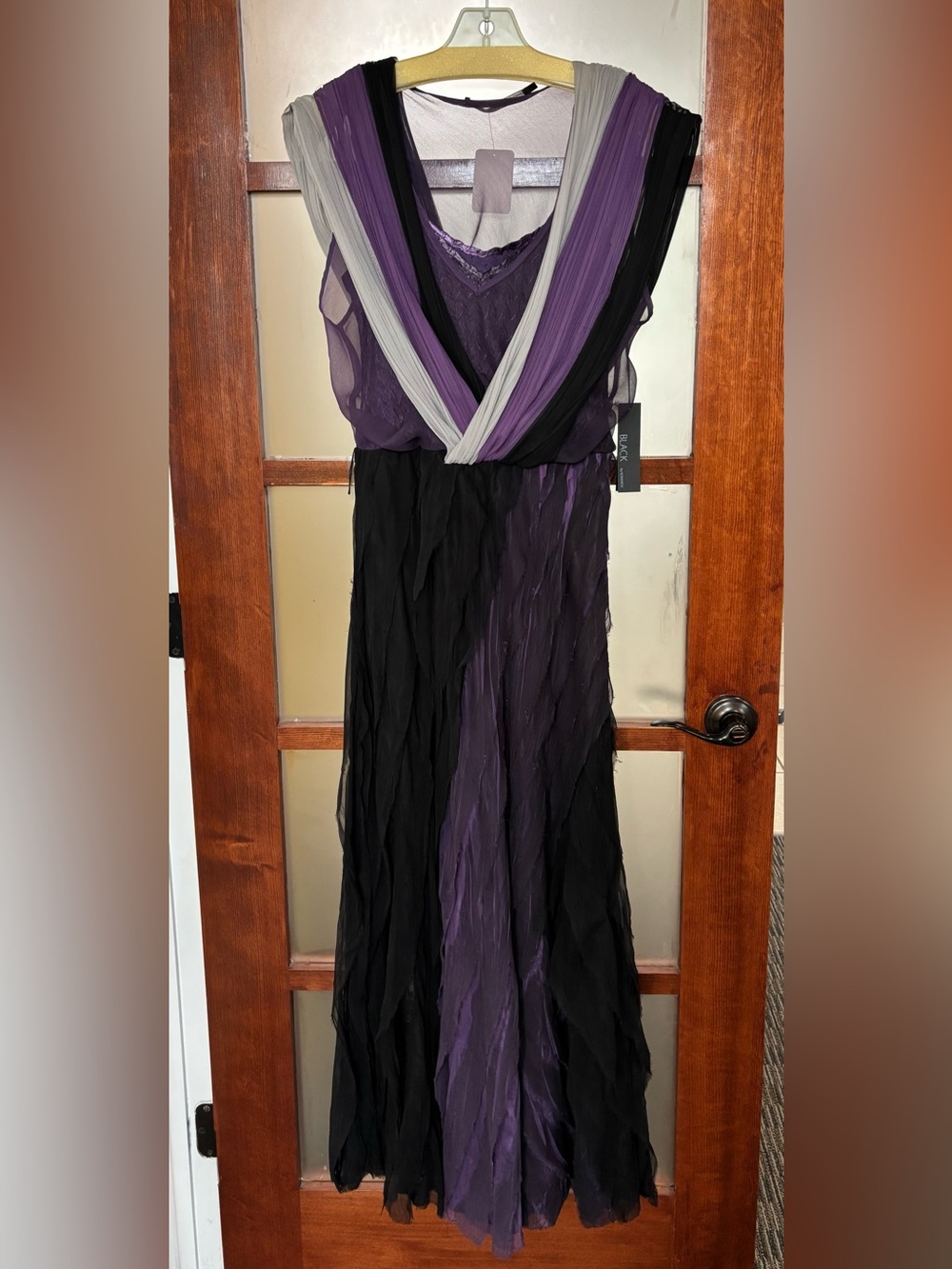 Black by Komarov Layered Chiffon Maxi Dress